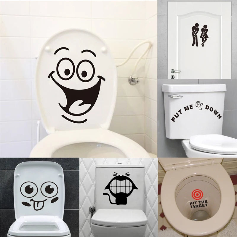 Funny Toilet Sign Stickers – Waterproof Vinyl Decals for Bathroom Laughs