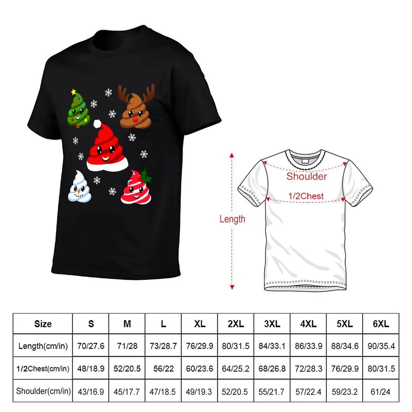 "Festive Emoji Christmas Poop" Men's Vintage Graphic T-Shirt