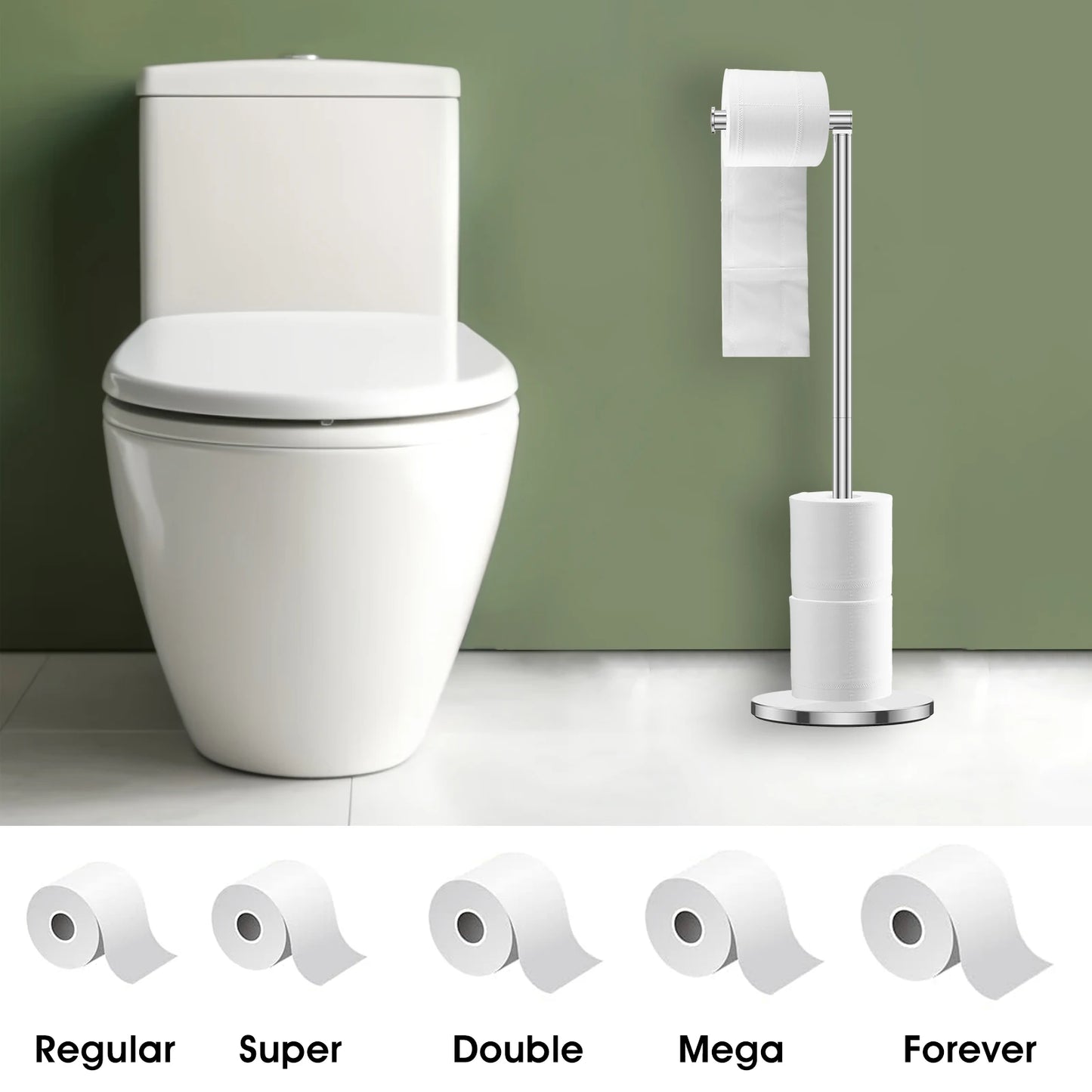 Stainless Steel Freestanding Toilet Paper Holder – Sleek and Sturdy Bathroom Essential