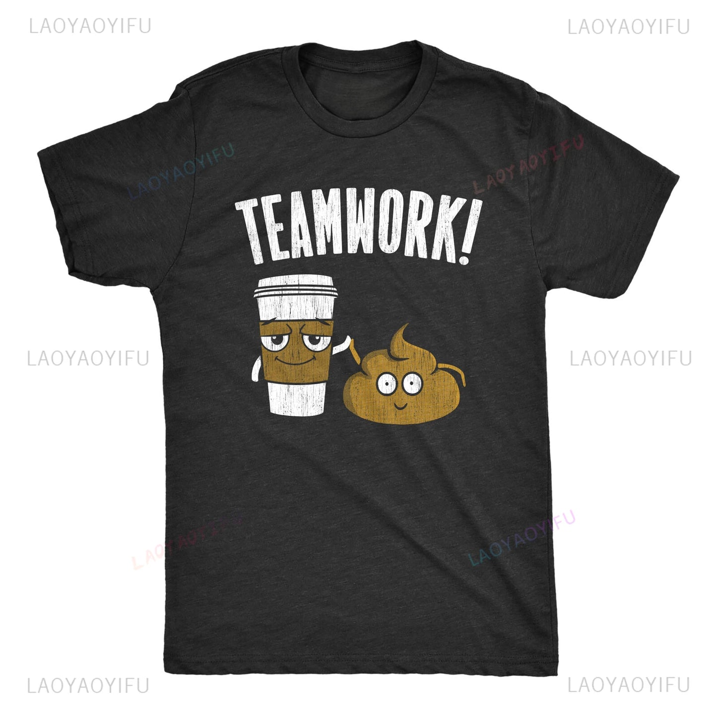 "Poop & Coffee – Partners in Crime" Funny Novelty T-Shirt – Unisex 100% Cotton Tee