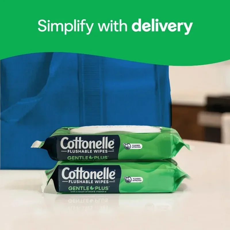 Cottonelle Gentle Plus Flushable Wipes – Because Your Backside Deserves Luxury (4 Flip-Top Packs)