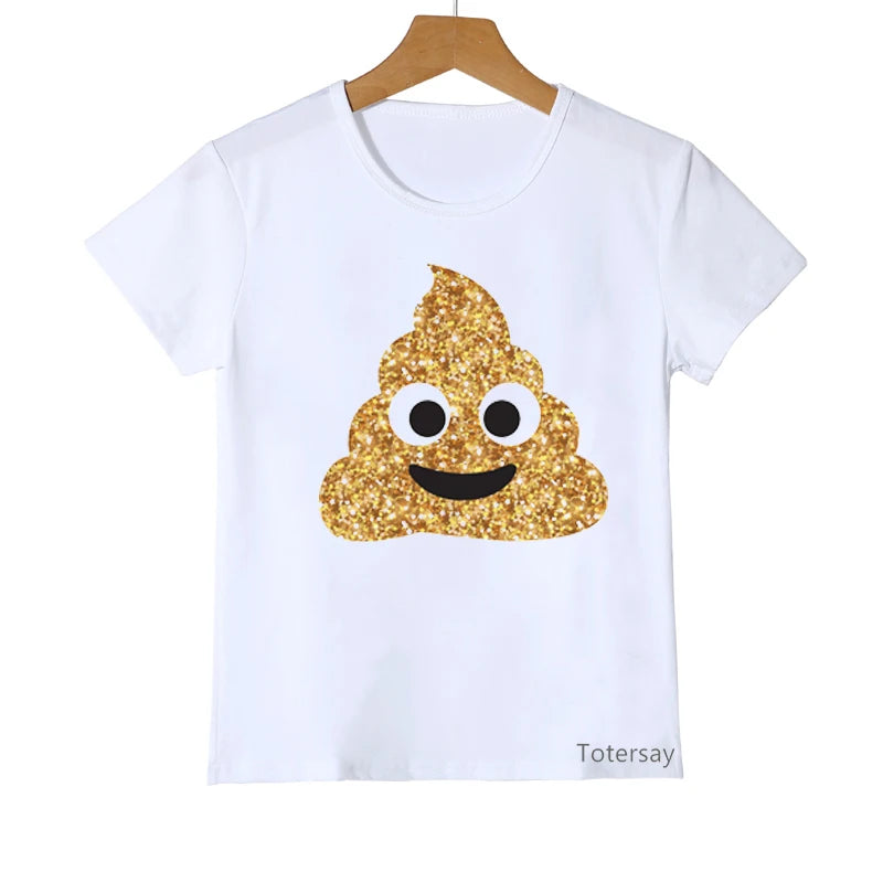 Unisex Kids' Rainbow Unicorn Poop Graphic T-Shirt – Playful Summer Shirt