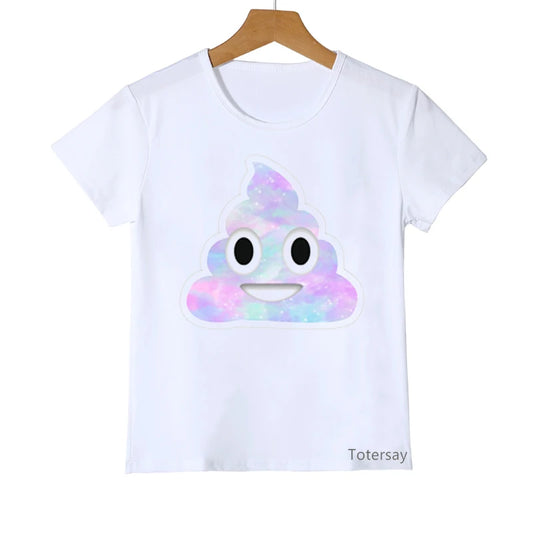 Unisex Kids' Rainbow Unicorn Poop Graphic T-Shirt – Playful Summer Shirt