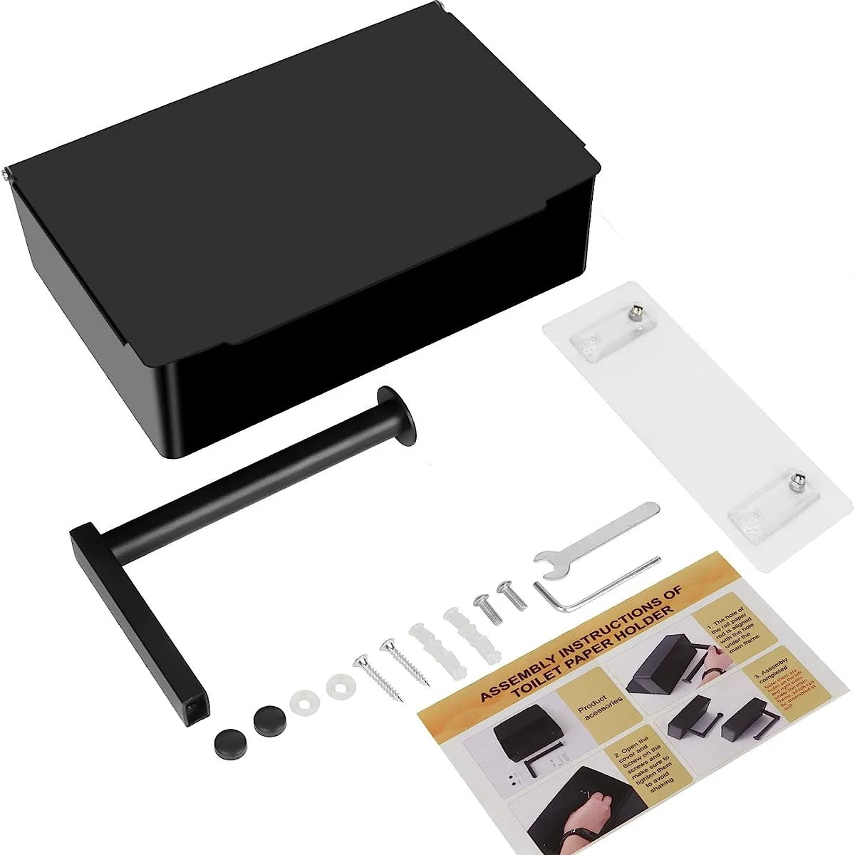 Toilet Paper Holder with Shelf – Built-In Flushable Wipes Dispenser for Bathroom Storage