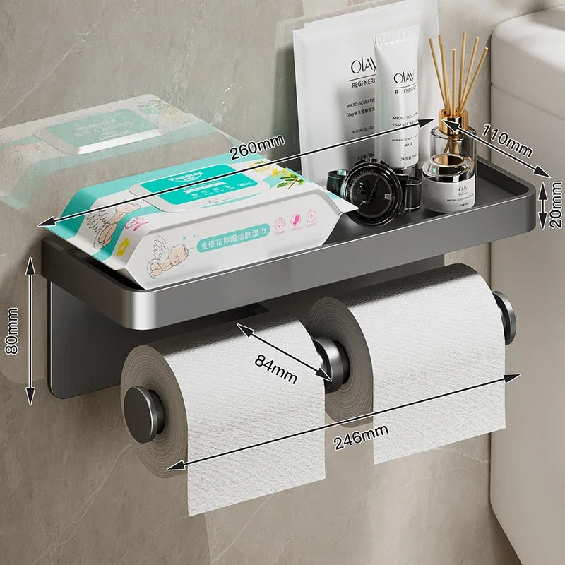 The Double Trouble TP Holder w/ Shelf: Single and Double Roll Options