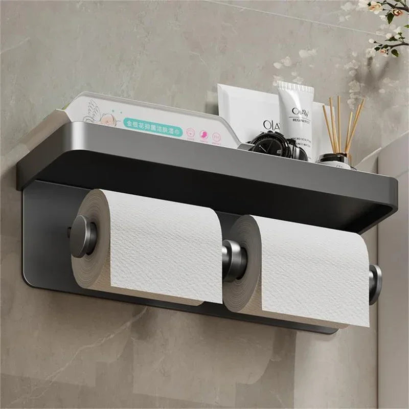 The Double Trouble TP Holder w/ Shelf: Single and Double Roll Options