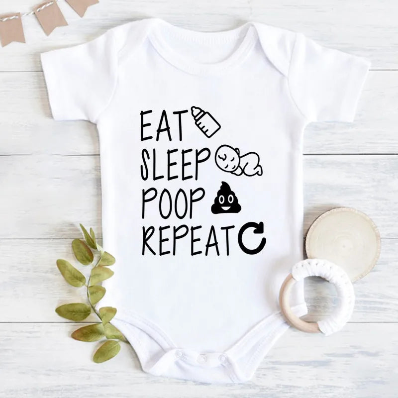 "Eat Sleep Poop Repeat" Unisex Baby Onesie – Hilarious Cotton Bodysuit for Infants and Toddlers