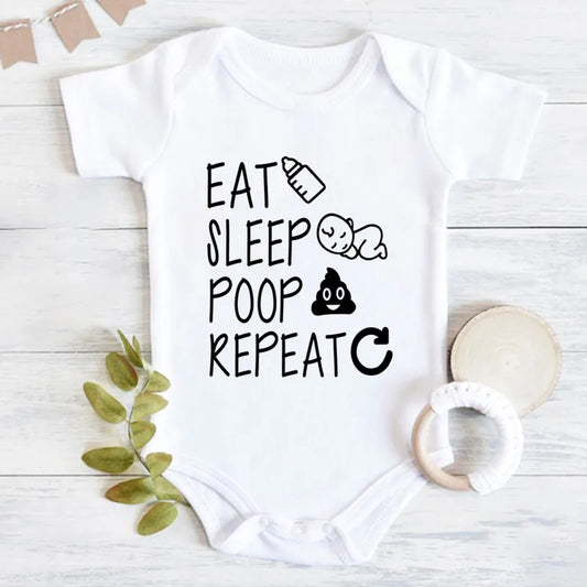 "Eat Sleep Poop Repeat" Unisex Baby Onesie – Hilarious Cotton Bodysuit for Infants and Toddlers