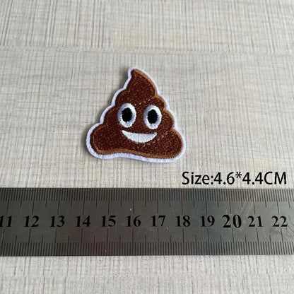 Poop Emoji Iron-On Patches – Set of 10 Fabric Embroidery Appliques
