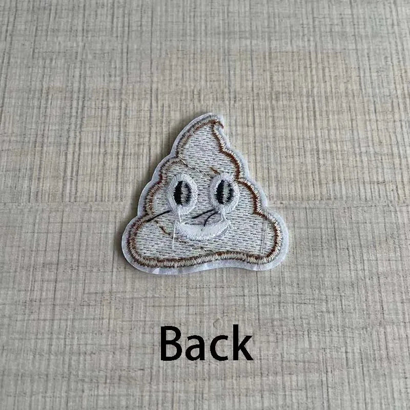 Poop Emoji Iron-On Patches – Set of 10 Fabric Embroidery Appliques
