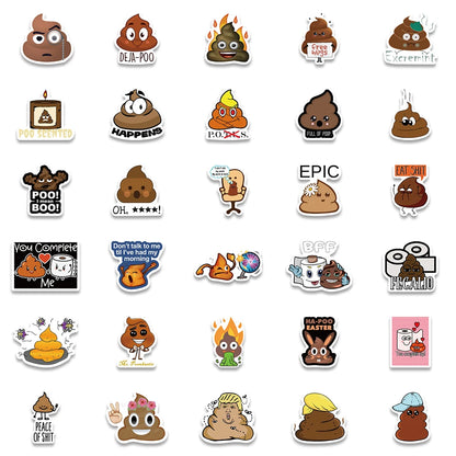 Funny Poop Meme Stickers – 10/30/60pcs Hilarious Cartoon Decals for DIY Fun