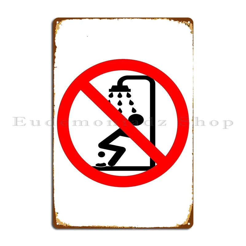 No Pooping in the Shower – The Ultimate Bathroom Rule in Metal Plaque Form