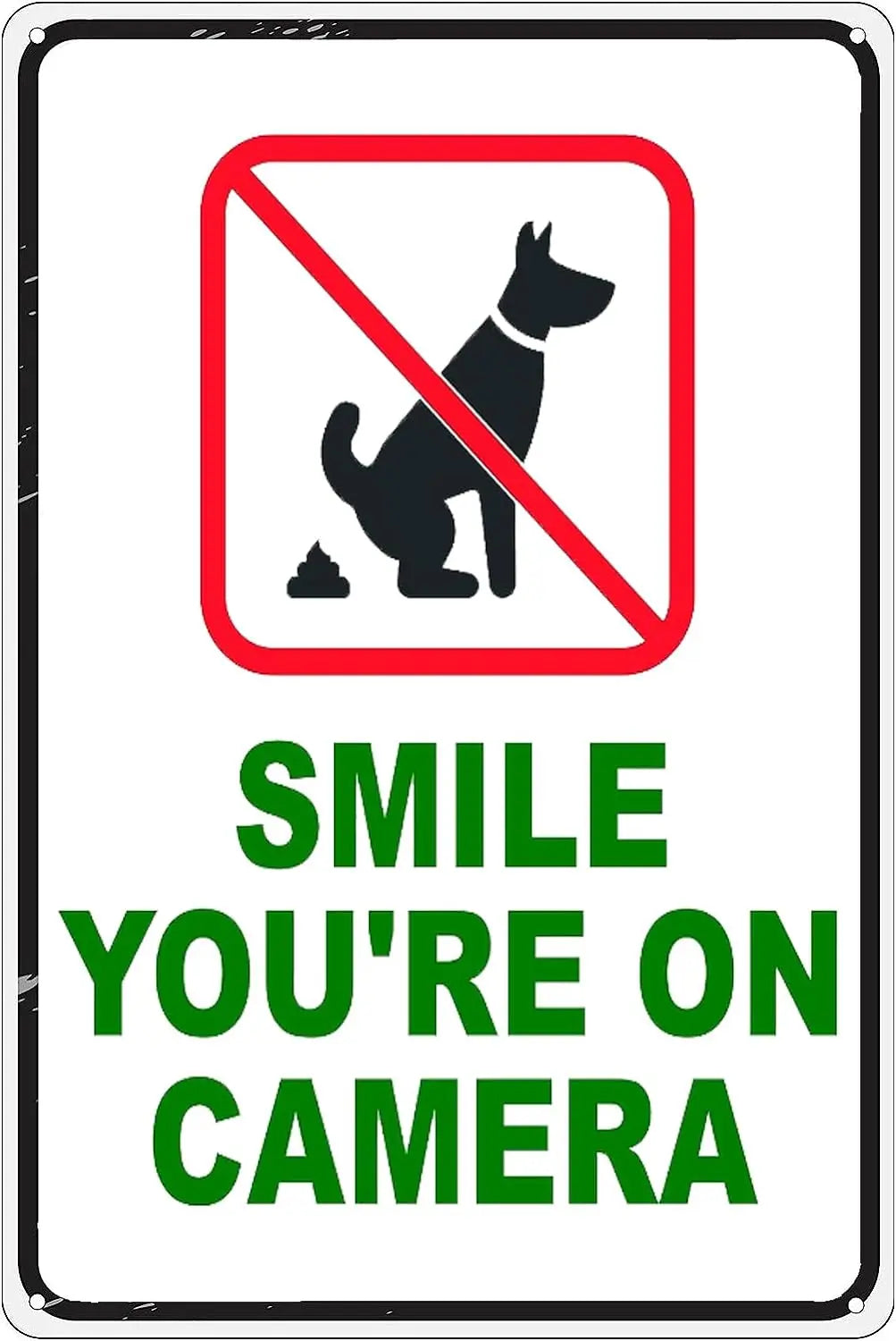 No Pooping Dog – Smile, You're on Camera! Funny Metal Tin Sign