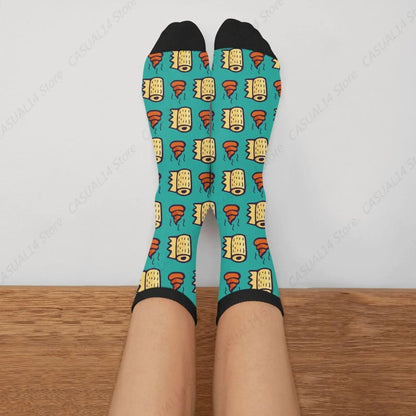 Turquoise Poop & Toilet Paper Crew Socks – Fun & Crazy Style!