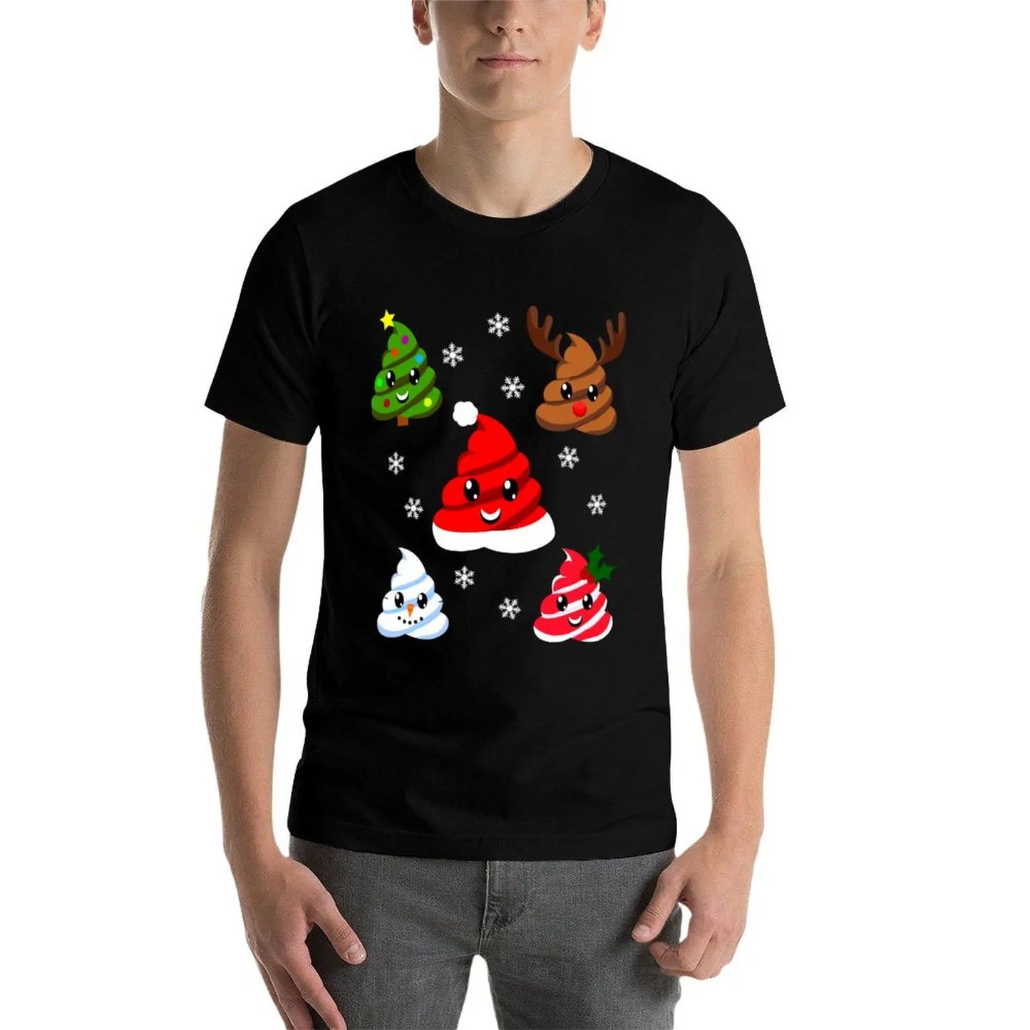 "Festive Emoji Christmas Poop" Men's Vintage Graphic T-Shirt