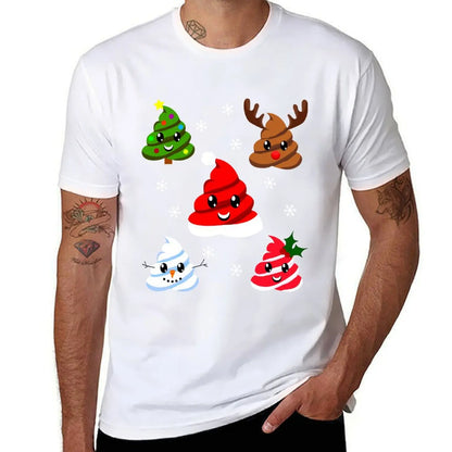 "Festive Emoji Christmas Poop" Men's Vintage Graphic T-Shirt