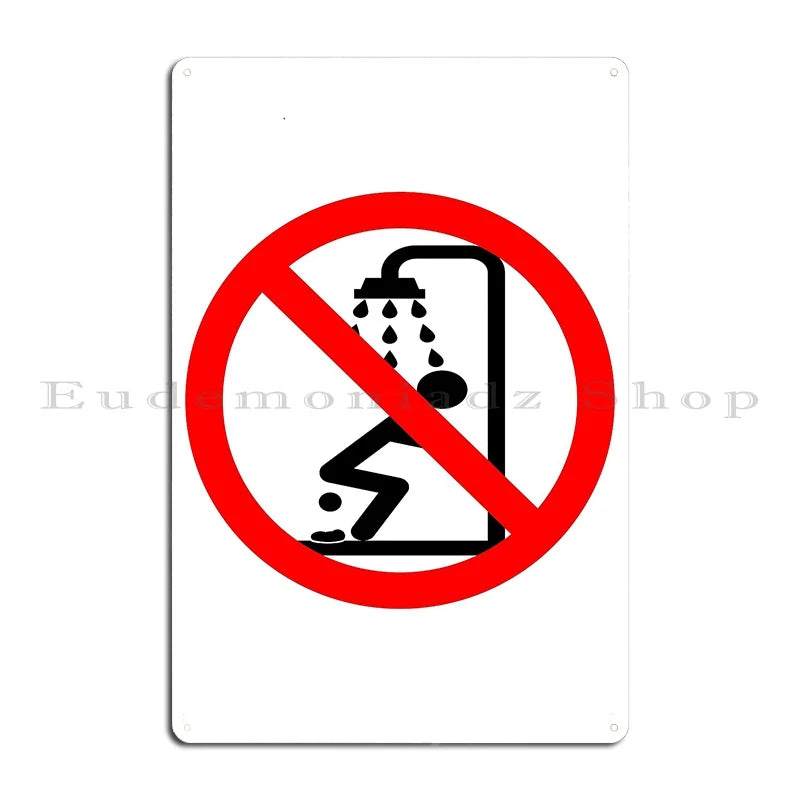 No Pooping in the Shower – The Ultimate Bathroom Rule in Metal Plaque Form