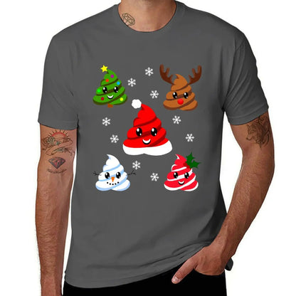 "Festive Emoji Christmas Poop" Men's Vintage Graphic T-Shirt
