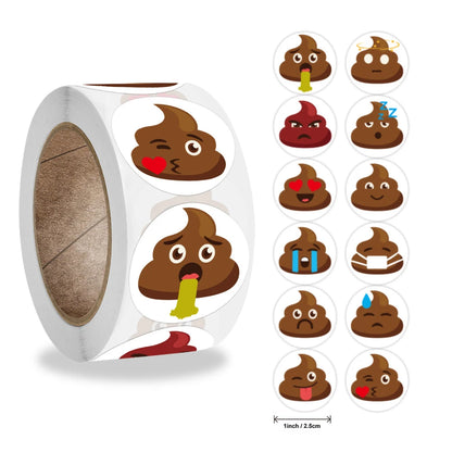 500pcs Funny Poop Dog Emoticon Stickers – Perfect for Kids, Teachers & Parties!