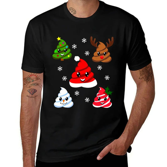 "Festive Emoji Christmas Poop" Men's Vintage Graphic T-Shirt