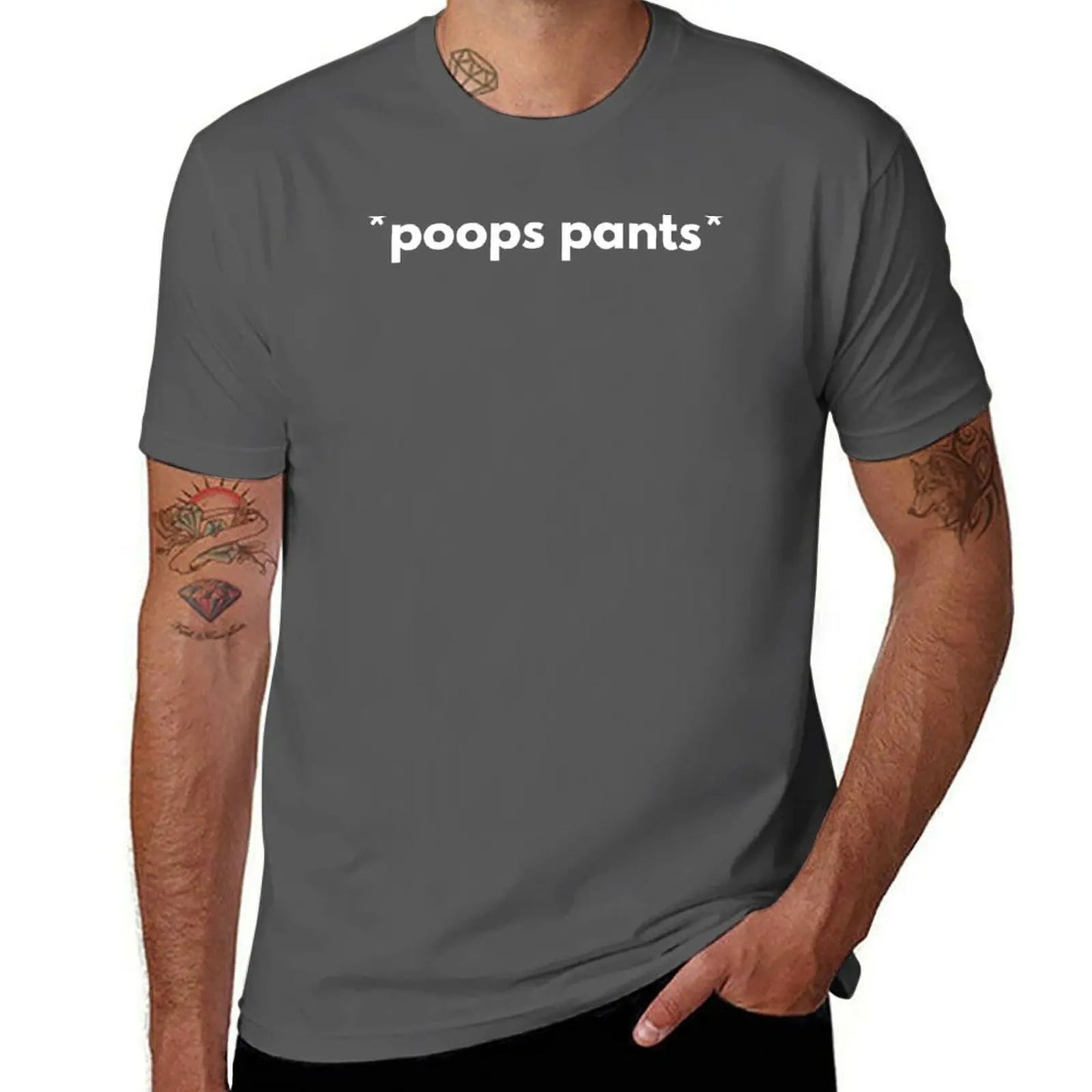 "Poops Pants" Funny Graphic T-Shirt – Quick-Drying Cotton Tee for Men