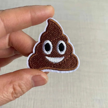 Poop Emoji Iron-On Patches – Set of 10 Fabric Embroidery Appliques