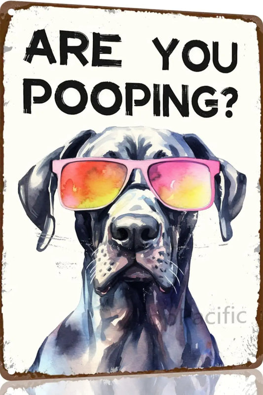 Great Dane – Are You Pooping? Funny Metal Tin Sign