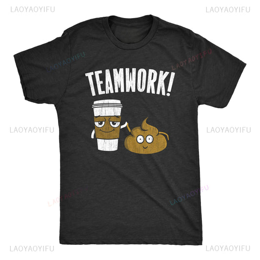"Poop & Coffee – Partners in Crime" Funny Novelty T-Shirt – Unisex 100% Cotton Tee