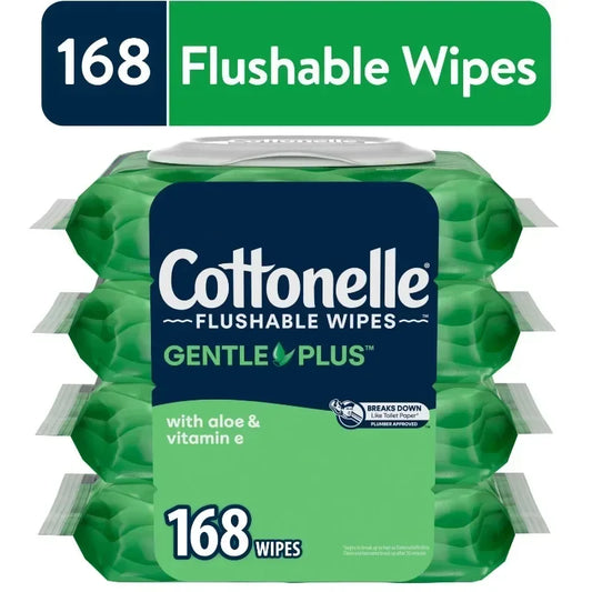 Cottonelle Gentle Plus Flushable Wipes – Because Your Backside Deserves Luxury (4 Flip-Top Packs)