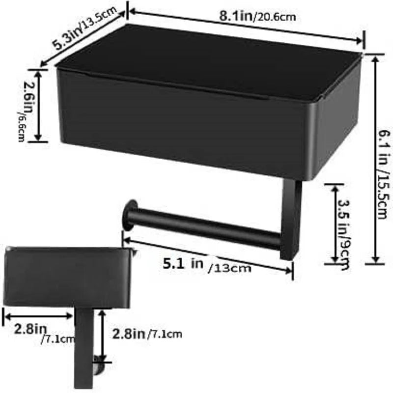 Toilet Paper Holder with Shelf – Built-In Flushable Wipes Dispenser for Bathroom Storage