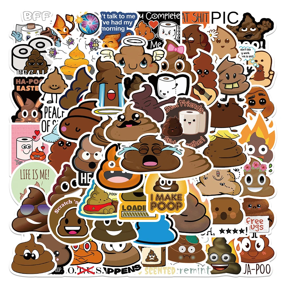 Funny Poop Meme Stickers – 10/30/60pcs Hilarious Cartoon Decals for DIY Fun