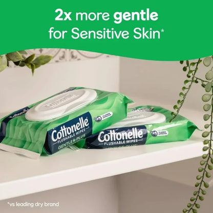 Cottonelle Gentle Plus Flushable Wipes – Because Your Backside Deserves Luxury (4 Flip-Top Packs)