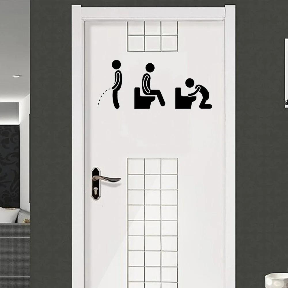 Funny Bathroom Sign Stickers – Cute & Waterproof Vinyl Decals for Bathroom Doors