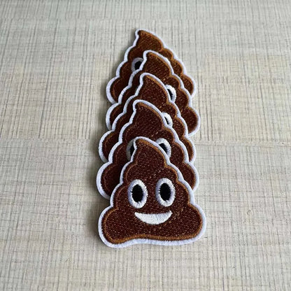 Poop Emoji Iron-On Patches – Set of 10 Fabric Embroidery Appliques