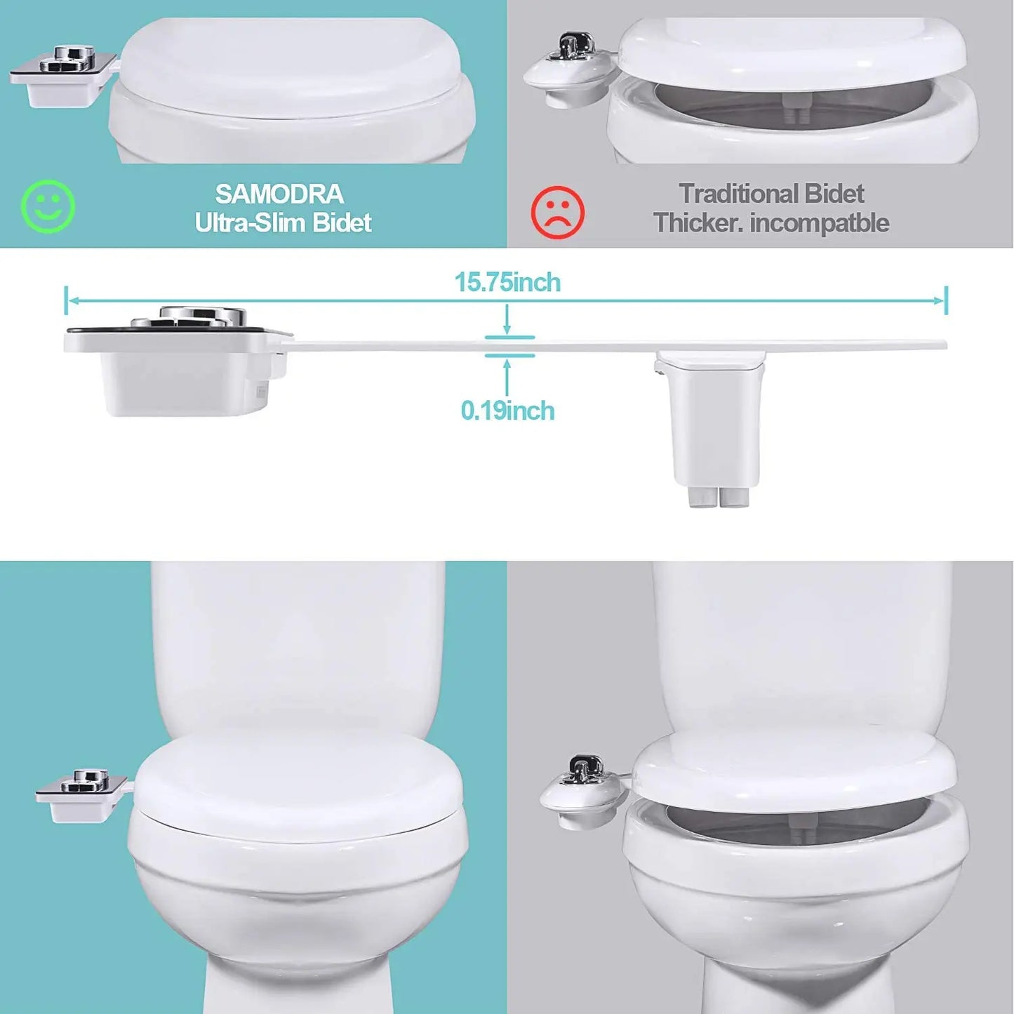SAMODRA Non-Electric Bidet – Refreshingly Cool & Clean with Adjustable Pressure