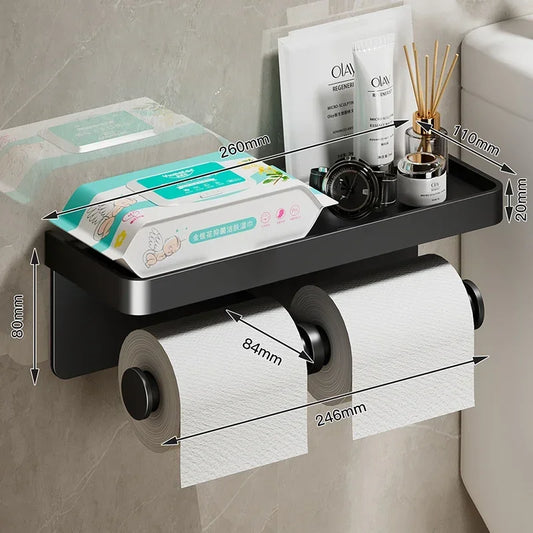 The Double Trouble TP Holder w/ Shelf: Single and Double Roll Options
