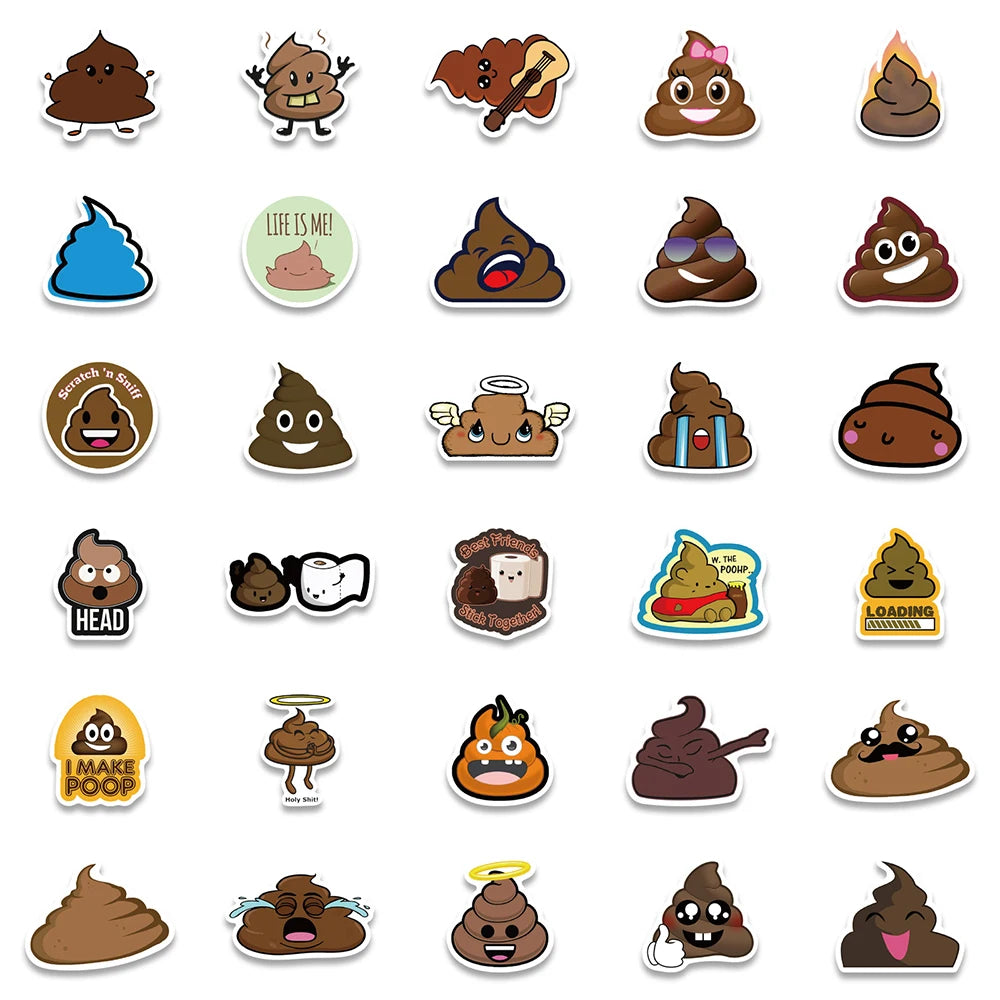 Funny Poop Meme Stickers – 10/30/60pcs Hilarious Cartoon Decals for DIY Fun