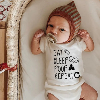 "Eat Sleep Poop Repeat" Unisex Baby Onesie – Hilarious Cotton Bodysuit for Infants and Toddlers