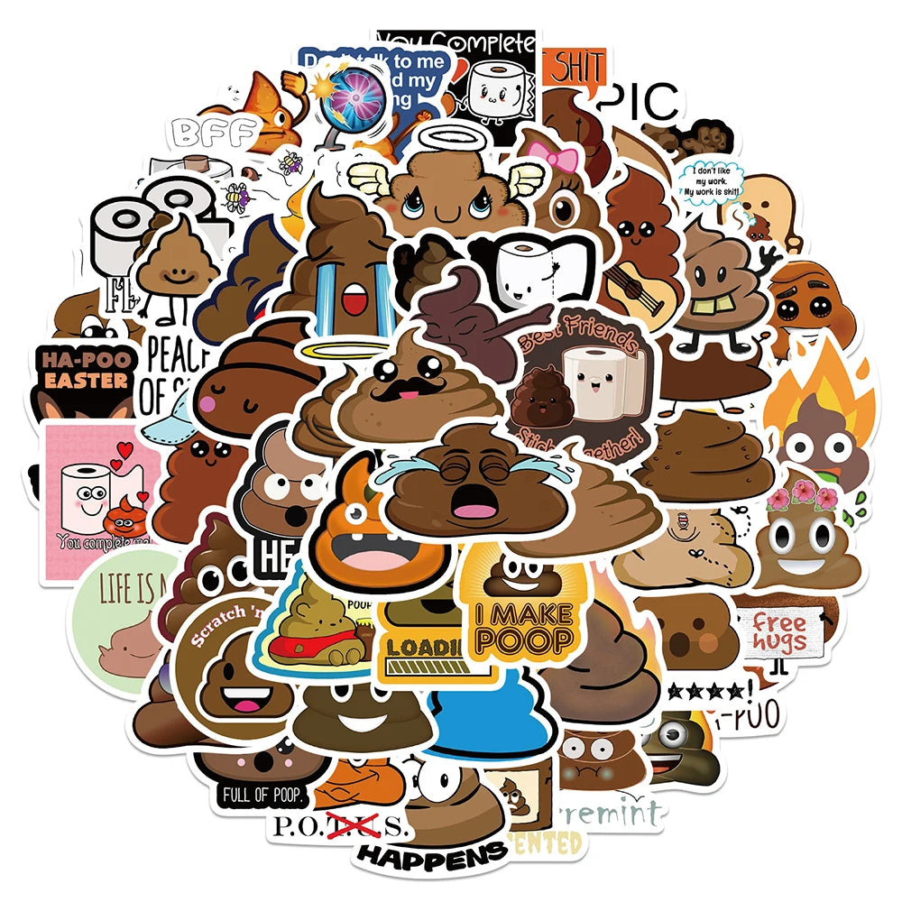 Funny Poop Meme Stickers – 10/30/60pcs Hilarious Cartoon Decals for DIY Fun