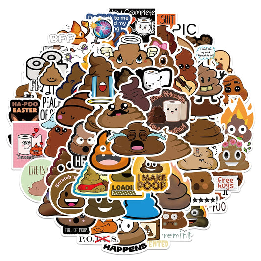 Funny Poop Meme Stickers – 10/30/60pcs Hilarious Cartoon Decals for DIY Fun
